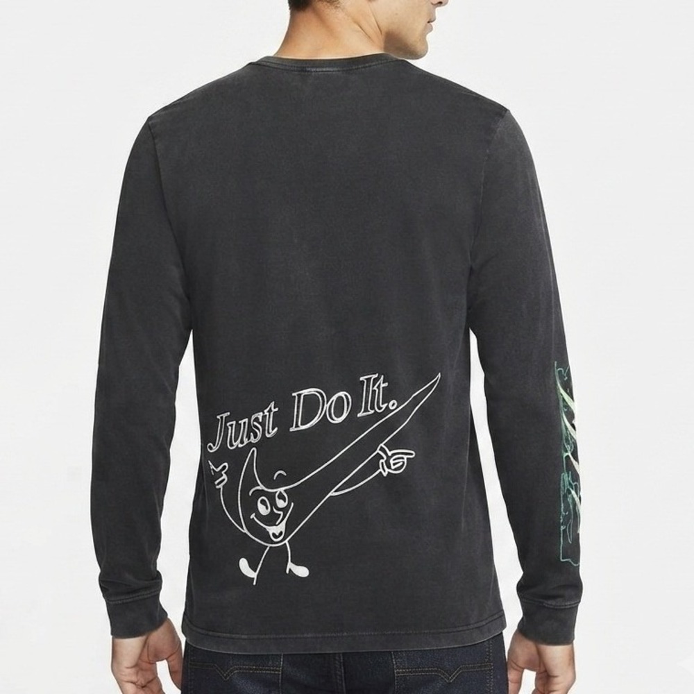 Vintage Nike Just Do It Long Sleeve Graphic Sweatshirt Black Mens Size L